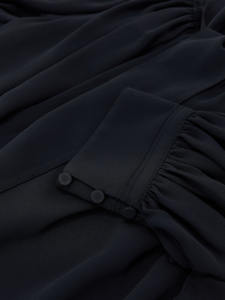Reiss Navy Lerina Tie-Neck Short-Sleeve Blouse - Image 5 of 5