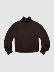 Reiss Grape Burgundy Meena Silk High-Neck Blouse - Image 2 of 7