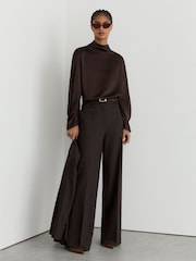 Reiss Grape Burgundy Meena Silk High-Neck Blouse - Image 6 of 7