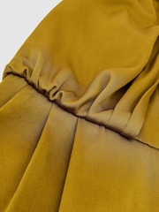 Reiss Chartreuse Green Finley Satin Draped Wide-Leg Jumpsuit - Image 6 of 6