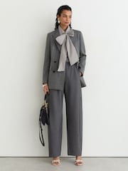 Reiss Grey Elowen Cotton Striped Tie-Neck Shirt - Image 5 of 8