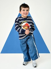JoJo Maman Bébé Navy Blue Skater Dog Appliqué Sweatshirt - Image 2 of 6
