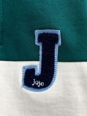 JoJo Maman Bébé Dark Green Stripe Varsity Half Zip Sweatshirt - Image 4 of 4