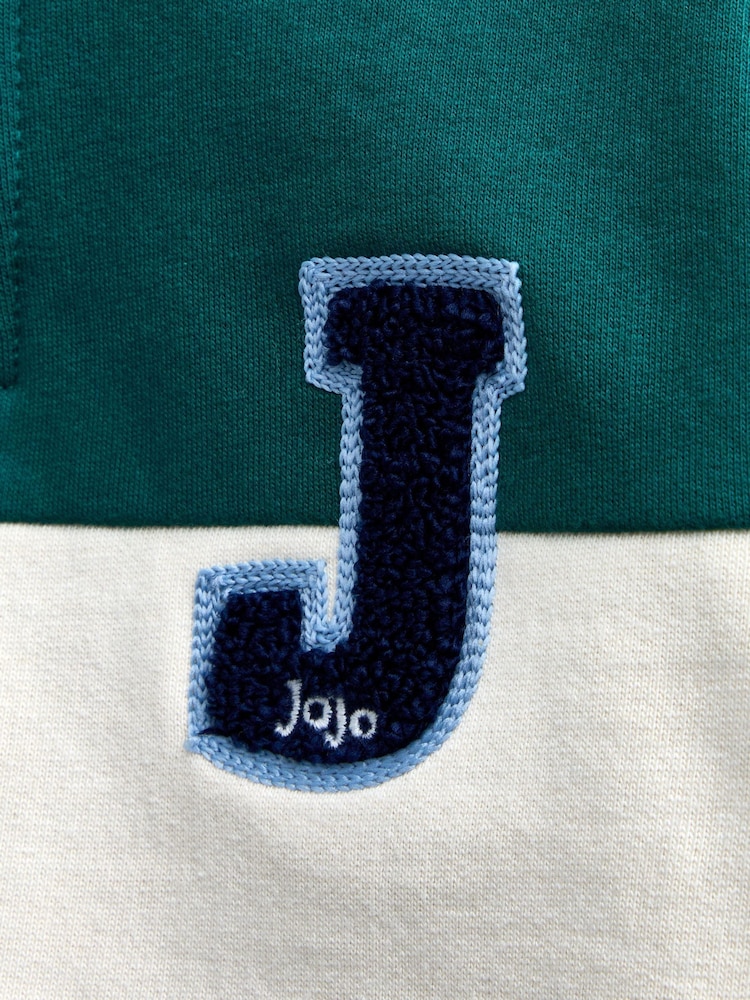 JoJo Maman Bébé Dark Green Stripe Varsity Half Zip Sweatshirt - Image 4 of 4 JoJo Maman Bébé Dark Green Stripe Varsity Half Zip Sweatshirt - Image 4 of 4