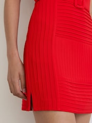 Reiss Red Aria Tuck-Detail Belted Mini Dress - Image 3 of 7