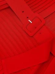 Reiss Red Aria Tuck-Detail Belted Mini Dress - Image 7 of 7