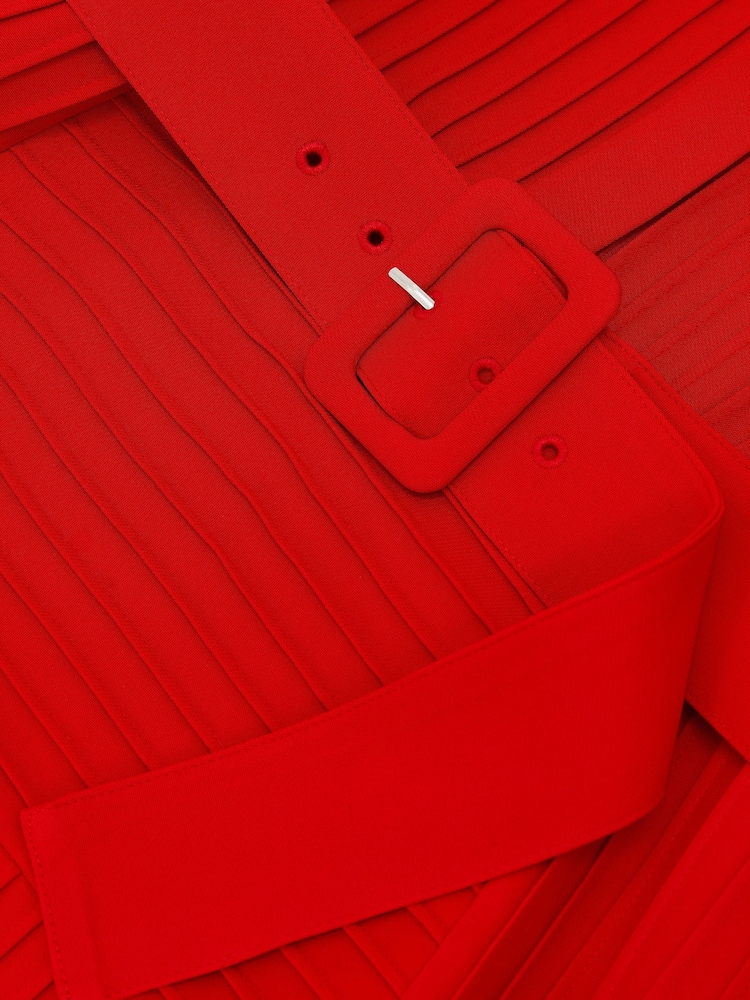 Reiss Red Aria Tuck-Detail Belted Mini Dress - Image 7 of 7 Reiss Red Aria Tuck-Detail Belted Mini Dress - Image 7 of 7