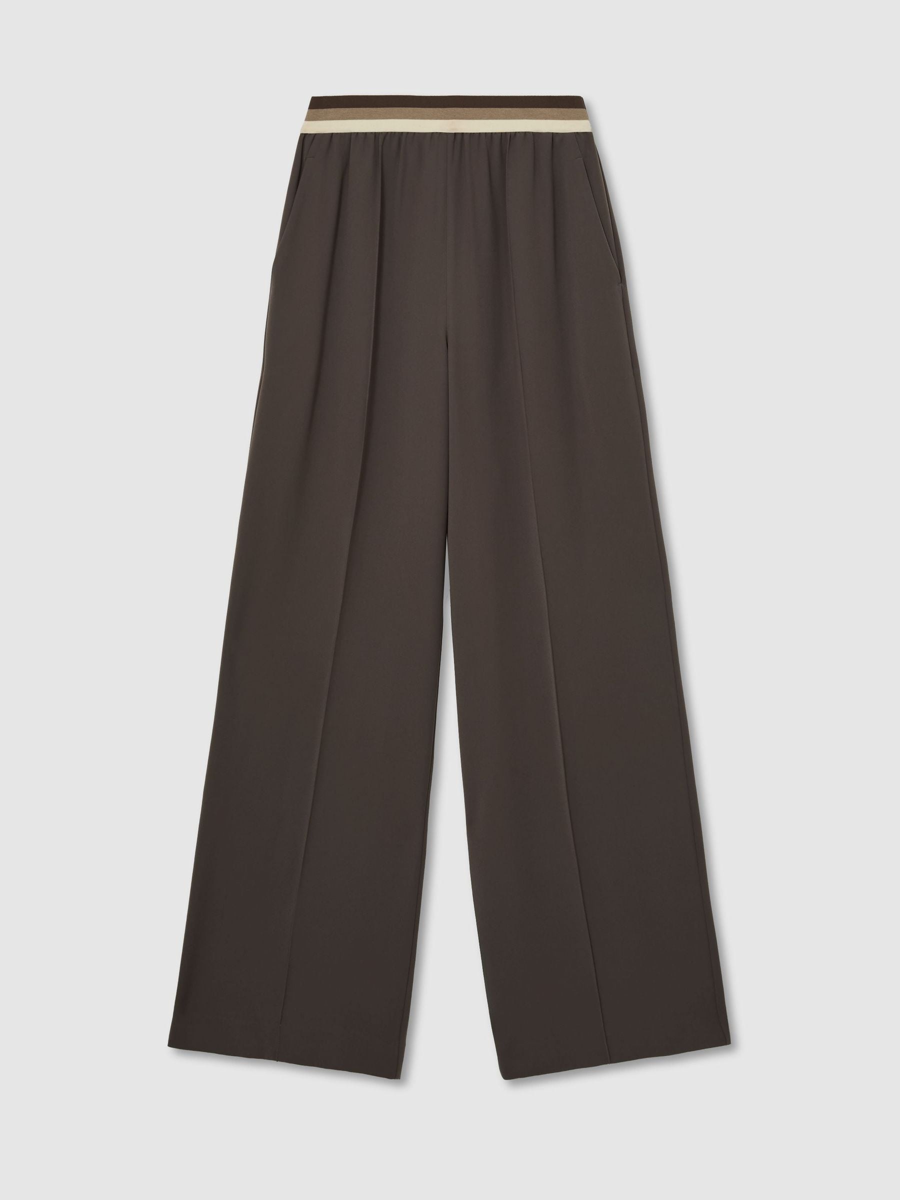 Buy Reiss Mocha Brown Sonnie Elasticated-Waist Wide-Leg Trousers