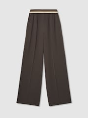 Reiss Mocha Brown Sonnie Elasticated-Waist Wide-Leg Trousers - Image 2 of 6