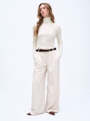 The Set Premium Sheer Roll Neck Long Sleeve T-Shirt With Wool Cream - Image 3 of 9