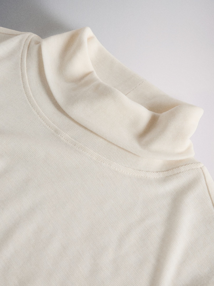 The Set Premium Sheer Roll Neck Long Sleeve T-Shirt With Wool Cream - Image 9 of 9