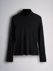 The Set Premium Sheer Roll Neck Long Sleeve T-Shirt With Wool Black - Image 2 of 5