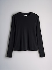 The Set Premium Sheer Long Sleeve Crew Neck T-Shirt With Wool Black - Image 2 of 6