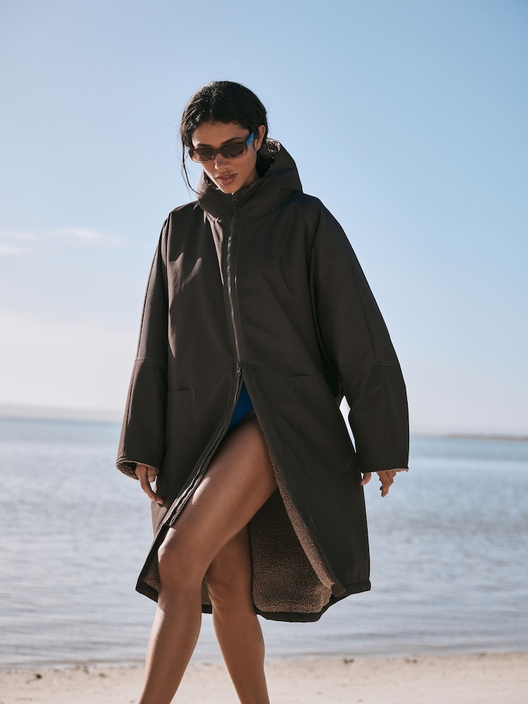 Chocolate Brown Active Swim Changing Robe - Image 1 of 7 Chocolate Brown Active Swim Changing Robe - Image 1 of 7