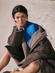Chocolate Brown Active Swim Changing Robe - Image 4 of 7