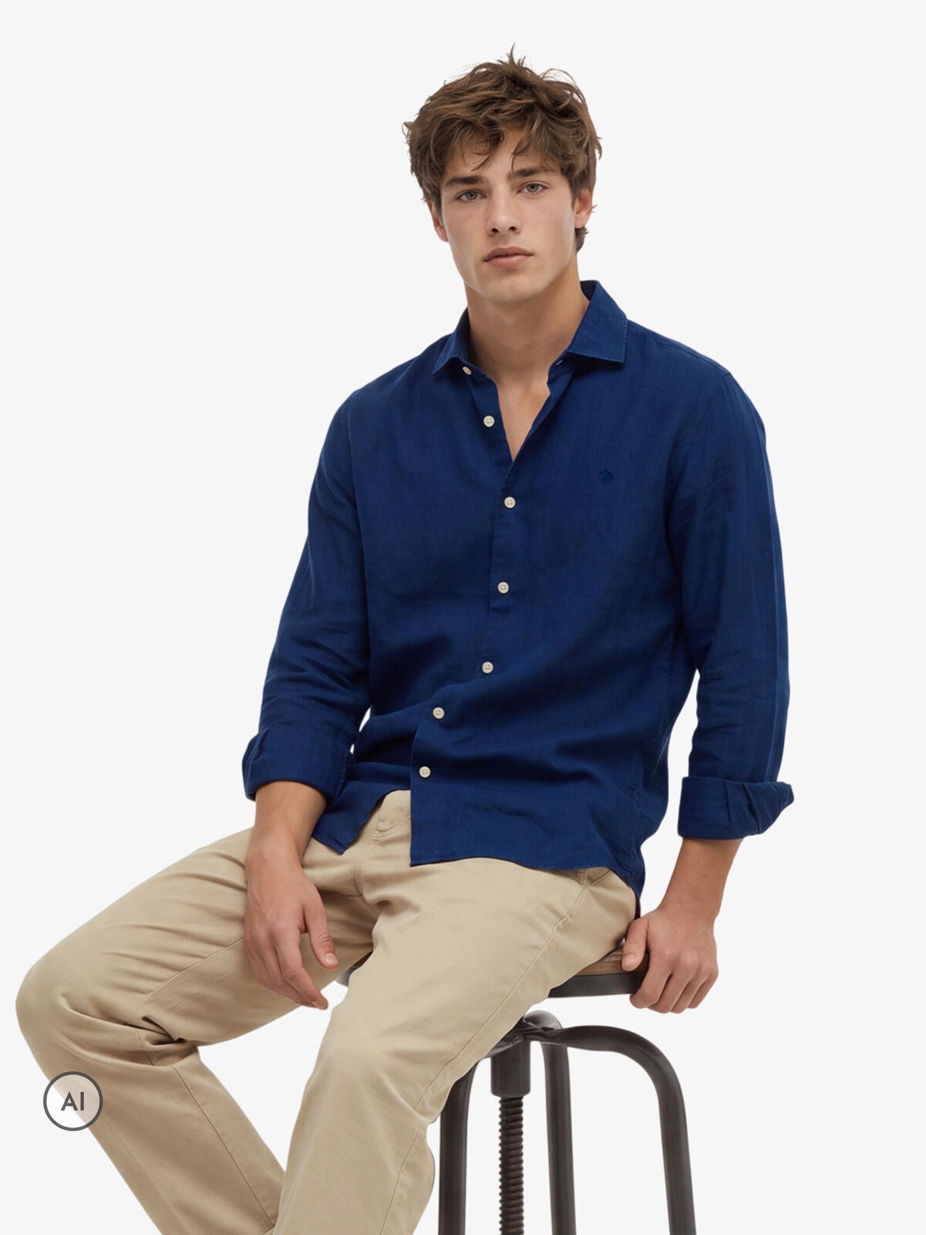 Superdry Men's Bleu Linen Shirt Riviera - Image 2
