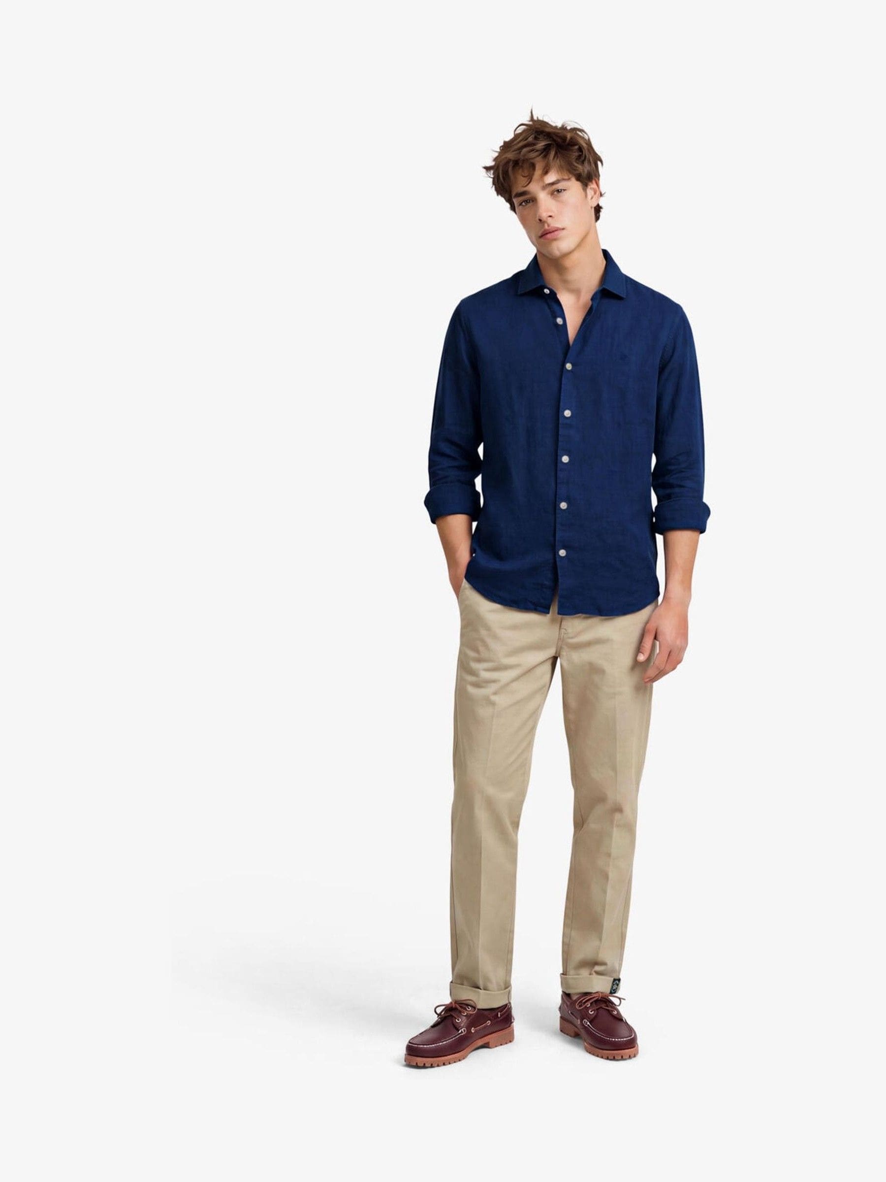 Buy Superdry French Blue Riviera Long Sleeve Linen Shirt from Next USA