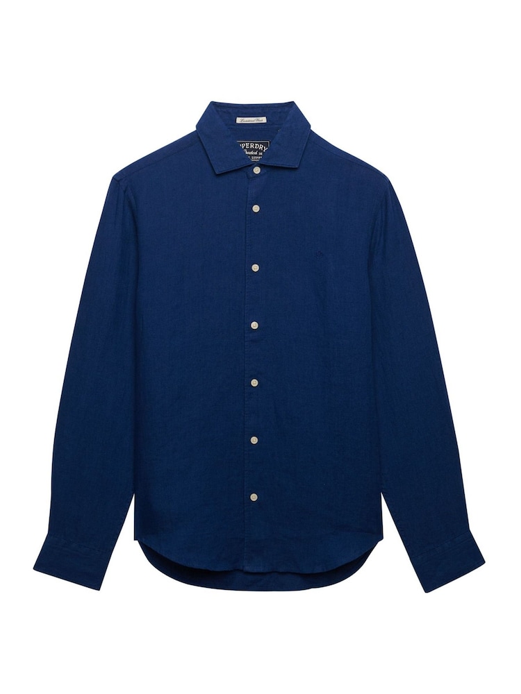 Superdry French Blue Riviera Long Sleeve Linen Shirt - Image 5 of 5 Superdry French Blue Riviera Long Sleeve Linen Shirt - Image 5 of 5