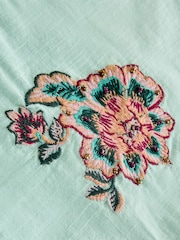 Mint Green Floral Embroidered Wrap Mini Skirt - Image 7 of 7