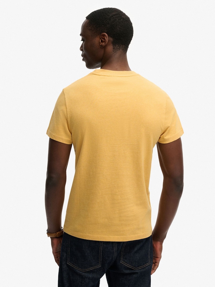 Superdry Yellow Essential Stacked Logo Embroidered T-Shirt - Image 2 of 5