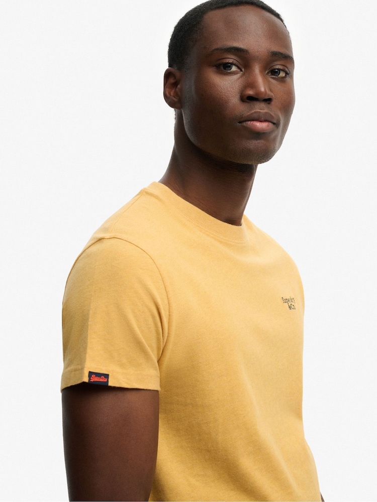 Superdry Yellow Essential Stacked Logo Embroidered T-Shirt - Image 5 of 5