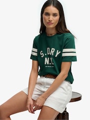 Superdry Green Country Club Applique T-Shirt - Image 1 of 7