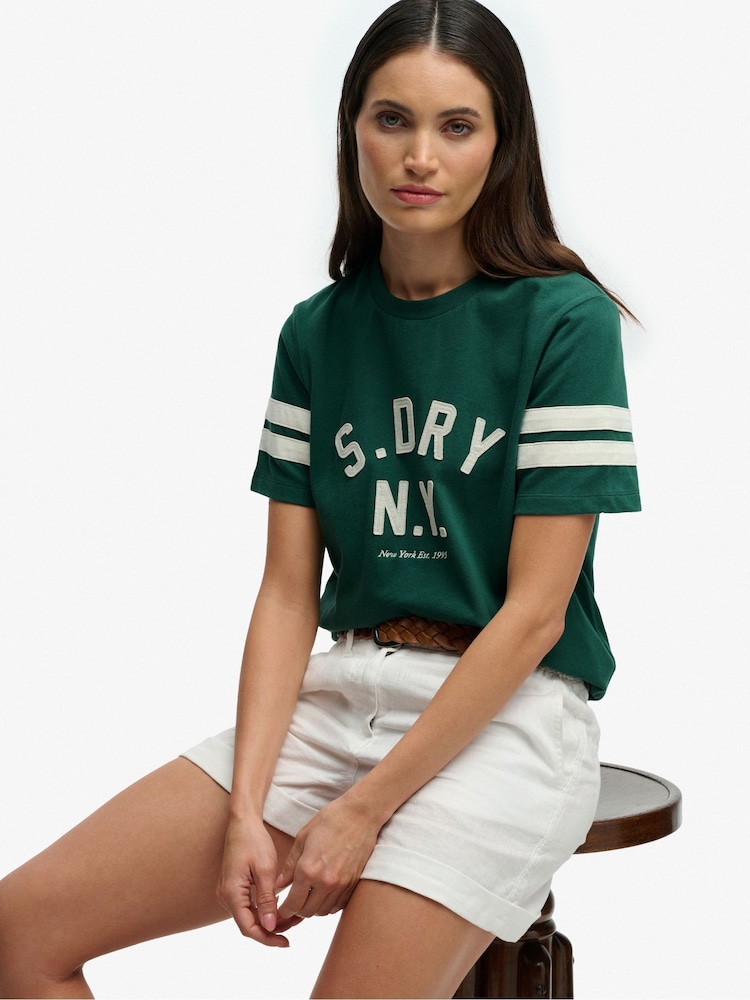 Superdry Green Country Club Applique T-Shirt - Image 1 of 7 Superdry Green Country Club Applique T-Shirt - Image 1 of 7