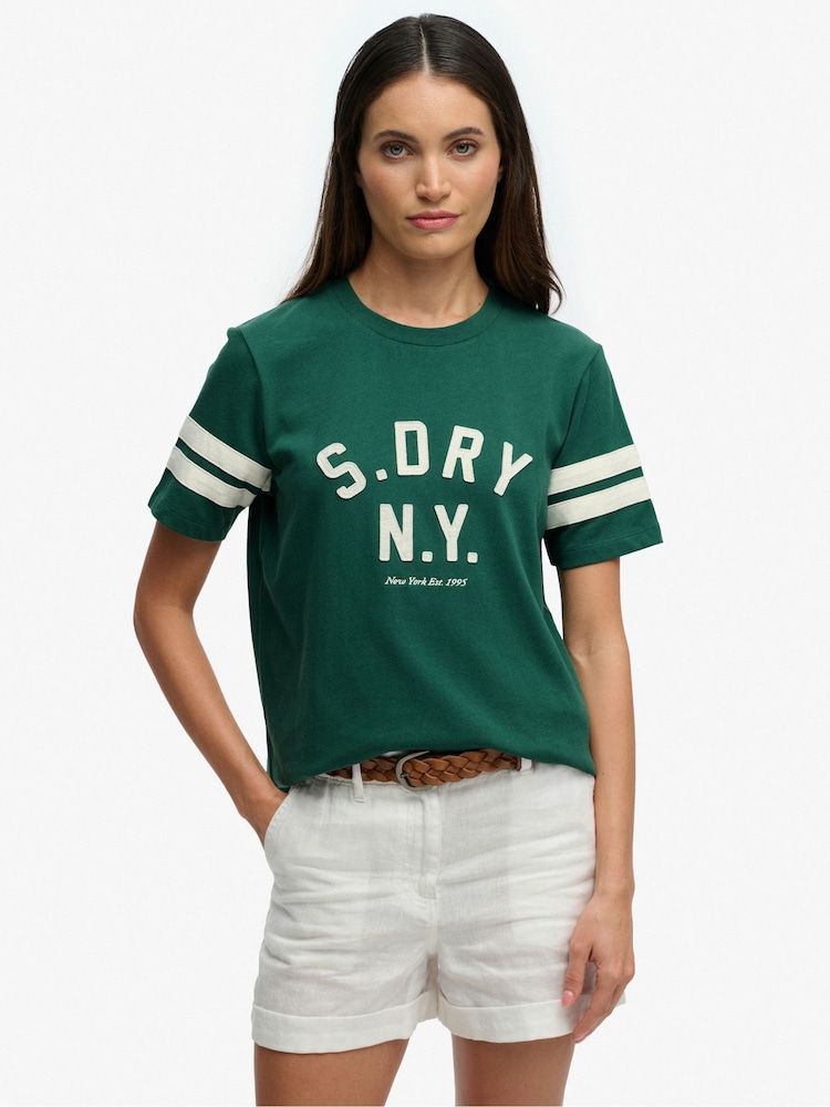 Superdry Green Country Club Applique T-Shirt - Image 2 of 7 Superdry Green Country Club Applique T-Shirt - Image 2 of 7