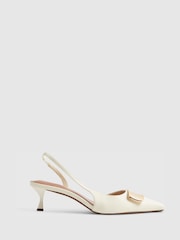 River Island Cream Pointed Toe Slingback Heeled Court Shoes - Image 2 of 6