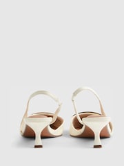 River Island Cream Pointed Toe Slingback Heeled Court Shoes - Image 4 of 6