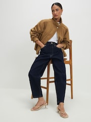 River Island Blue Petite Mid Rise Barrel Leg Jeans - Image 2 of 4