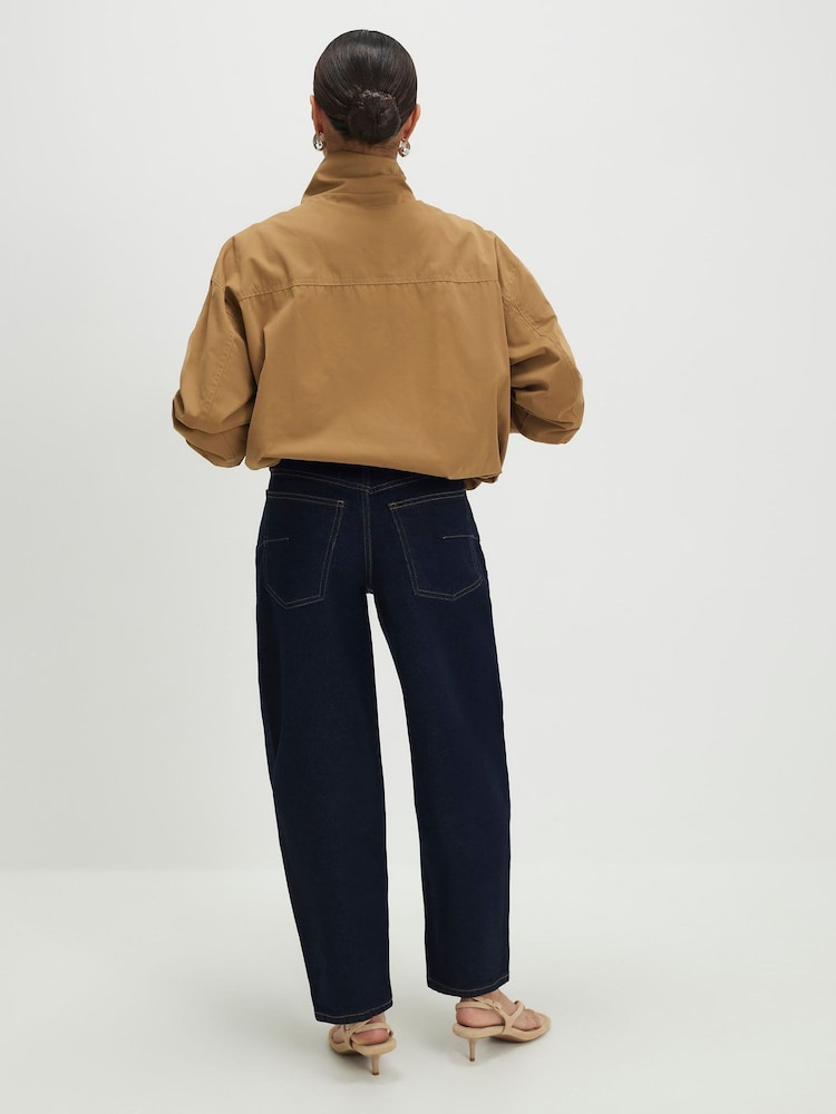 River Island Blue Petite Mid Rise Barrel Leg Jeans - Image 4 of 4