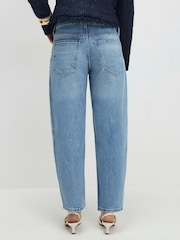 River Island Blue Petite Mid Rise Barrel Leg Jeans - Image 4 of 4