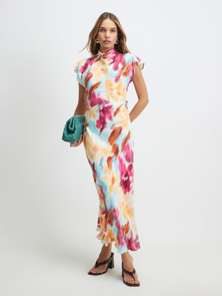 River Island Pink Sleeveless Tie Dye Printed Midi Dress - Image 2 of 4