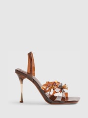 River Island Brown Perspex Flower Heeled Sandal - Image 2 of 6