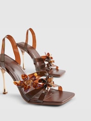 River Island Brown Perspex Flower Heeled Sandal - Image 5 of 6