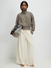 River Island Cream Wide Leg Smart Joggers - Image 1 of 4