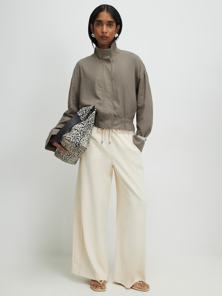 River Island Cream Wide Leg Smart Joggers - Image 1 of 4 River Island Cream Wide Leg Smart Joggers - Image 1 of 4