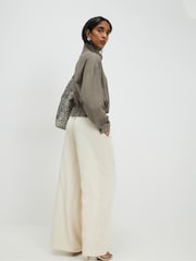River Island Cream Wide Leg Smart Joggers - Image 4 of 4