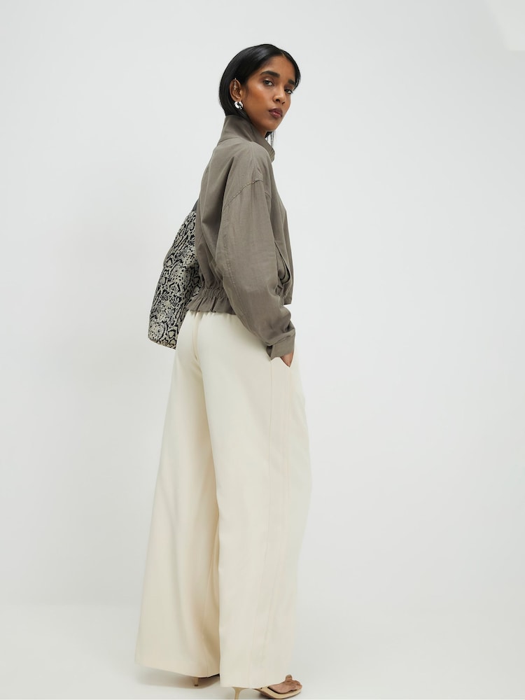 River Island Cream Wide Leg Smart Joggers - Image 4 of 4 River Island Cream Wide Leg Smart Joggers - Image 4 of 4