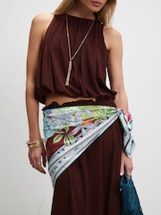 River Island White Palm Tree Large Neck Scarf - Image 1 of 3