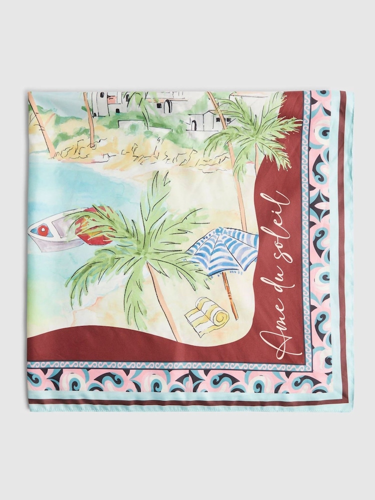 River Island White Palm Tree Large Neck Scarf - Image 2 of 3