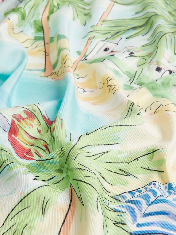 River Island White Palm Tree Large Neck Scarf - Image 3 of 3