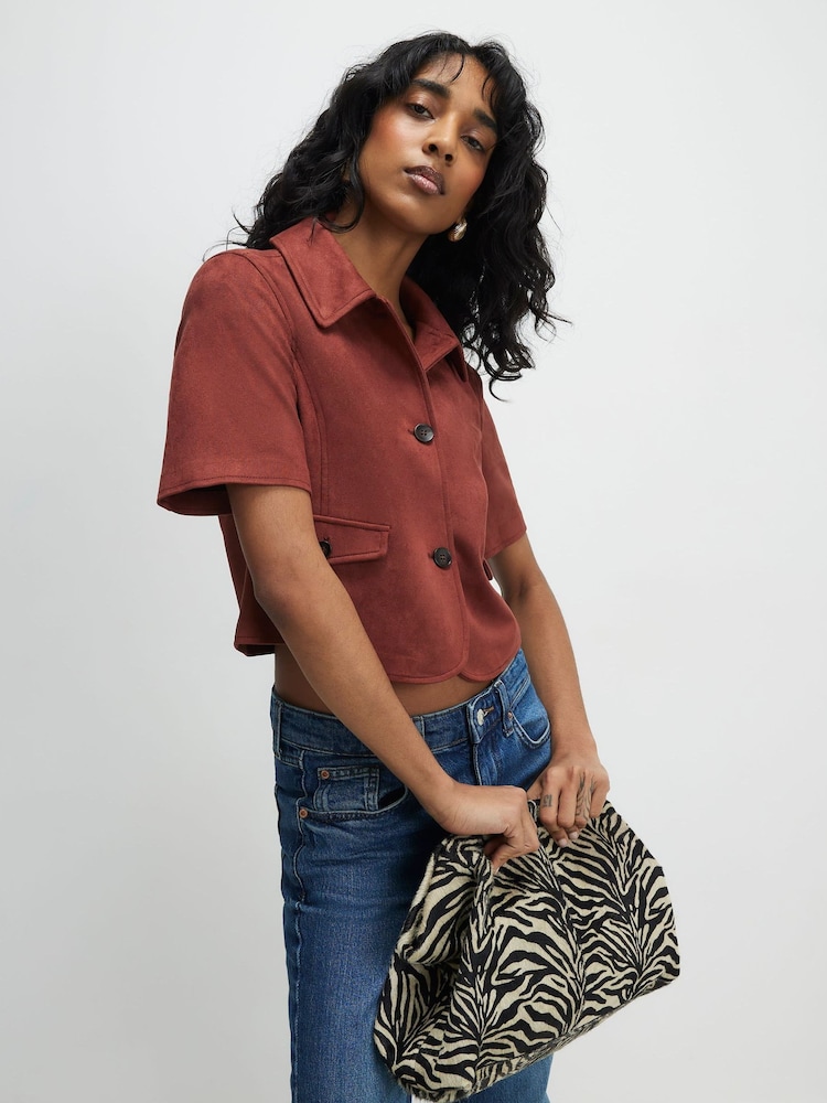 River Island Orange Pocket Detail Shirt Top - Image 1 of 4