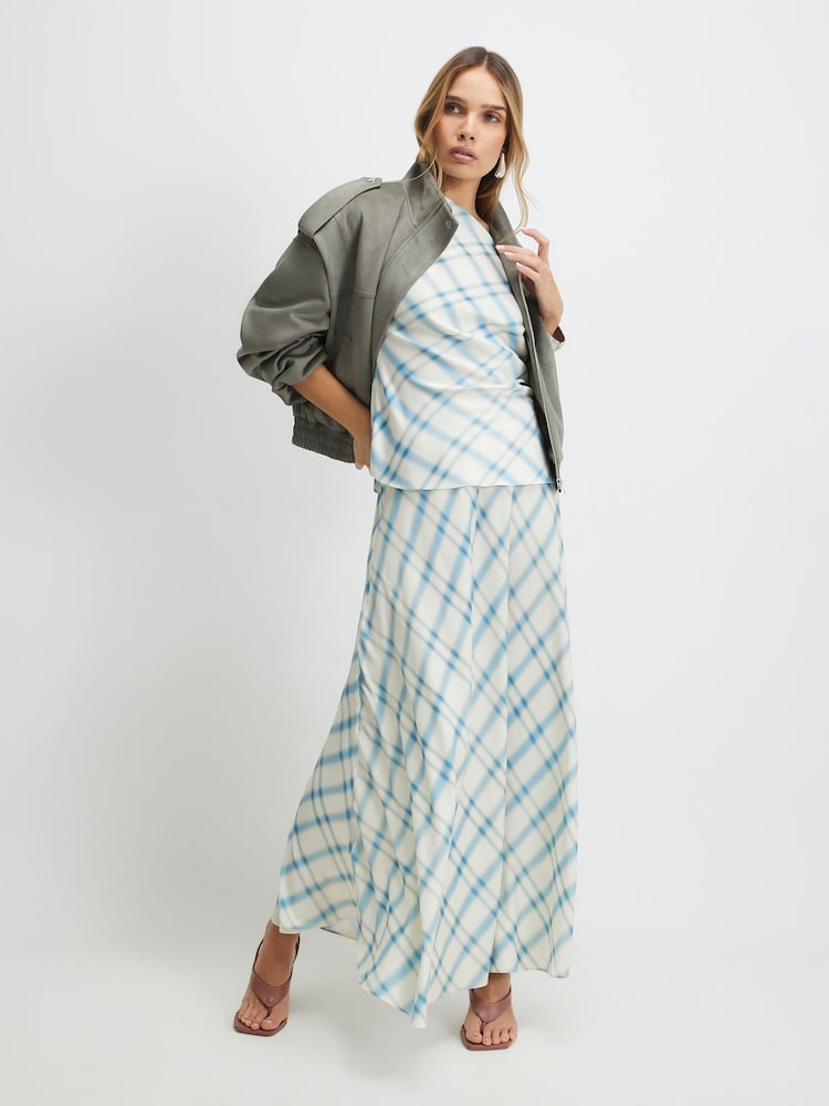 River Island Blue Check Maxi Skirt - Image 2 of 4