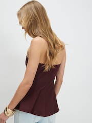River Island Brown Peplum Bandeau Top - Image 3 of 4