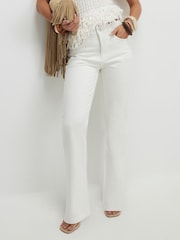 River Island White Petite High Rise Stretch Straight Leg Jeans - Image 4 of 4