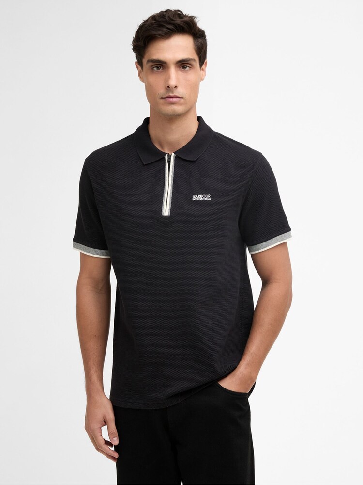 Barbour® International Black Swinford Polo Shirt - Image 1 of 6