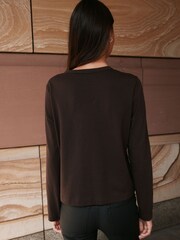 Chocolate Brown Long Sleeve Crew Neck T-Shirt - Image 5 of 9