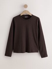 Chocolate Brown Long Sleeve Crew Neck T-Shirt - Image 7 of 9